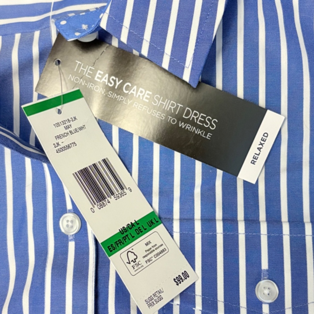 Women's Jones New York Striped Long Sleeve Dress Shirt Size Large - Picture 9 of 10